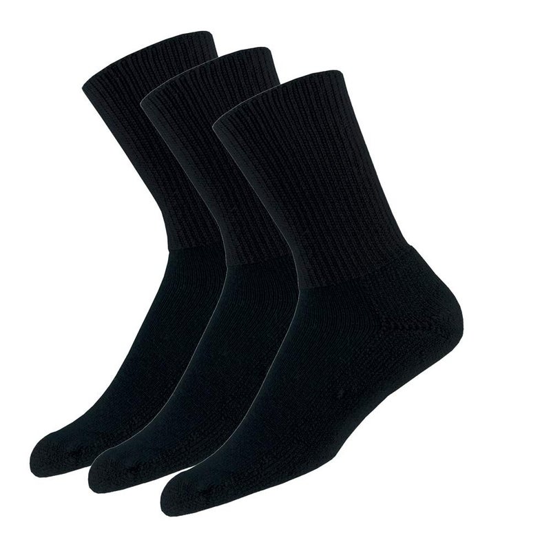 Thorlos Womens Tx Max Cushion Crew Tennis Socks, Black (3 Pairs), Large US